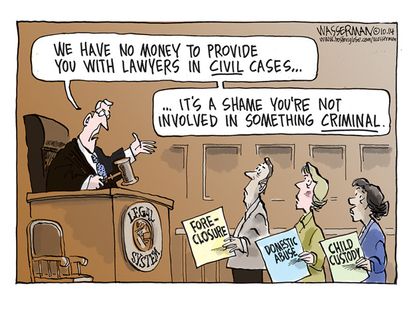 Editorial cartoon legal system lawyer