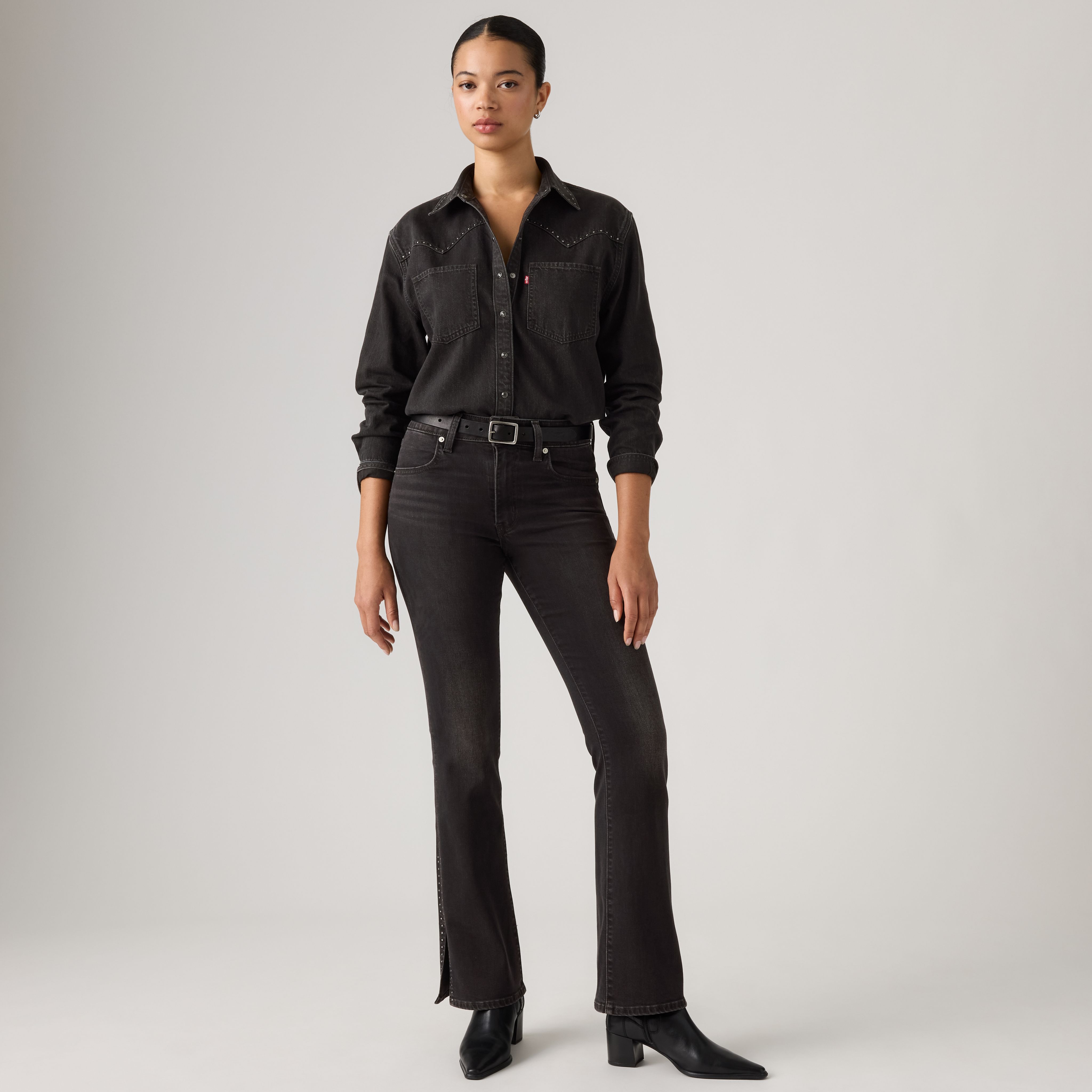 725 Bootcut Studded Slit Hem Jeans