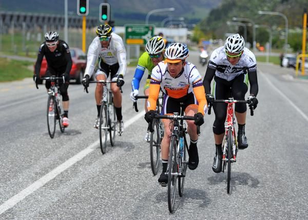 The break led by Brett Tivers (Share the Road) is down to just five riders with 20km remaining