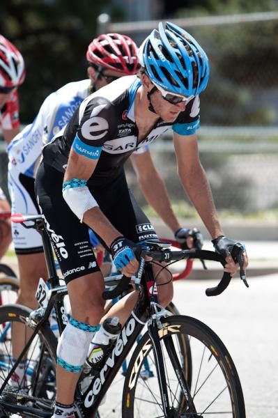 Peter Stetina (Garmin-Cervelo) keeping pressure on at the front of the break.