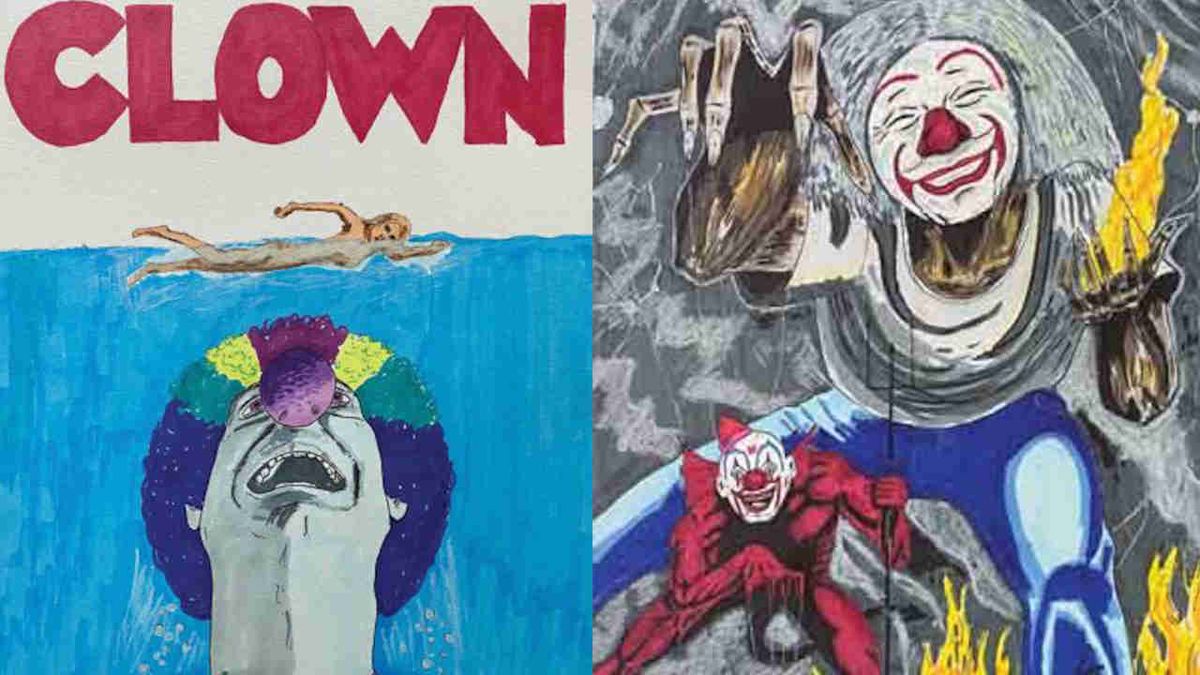 A montage of some of BRann Dailor&#039;s clown art