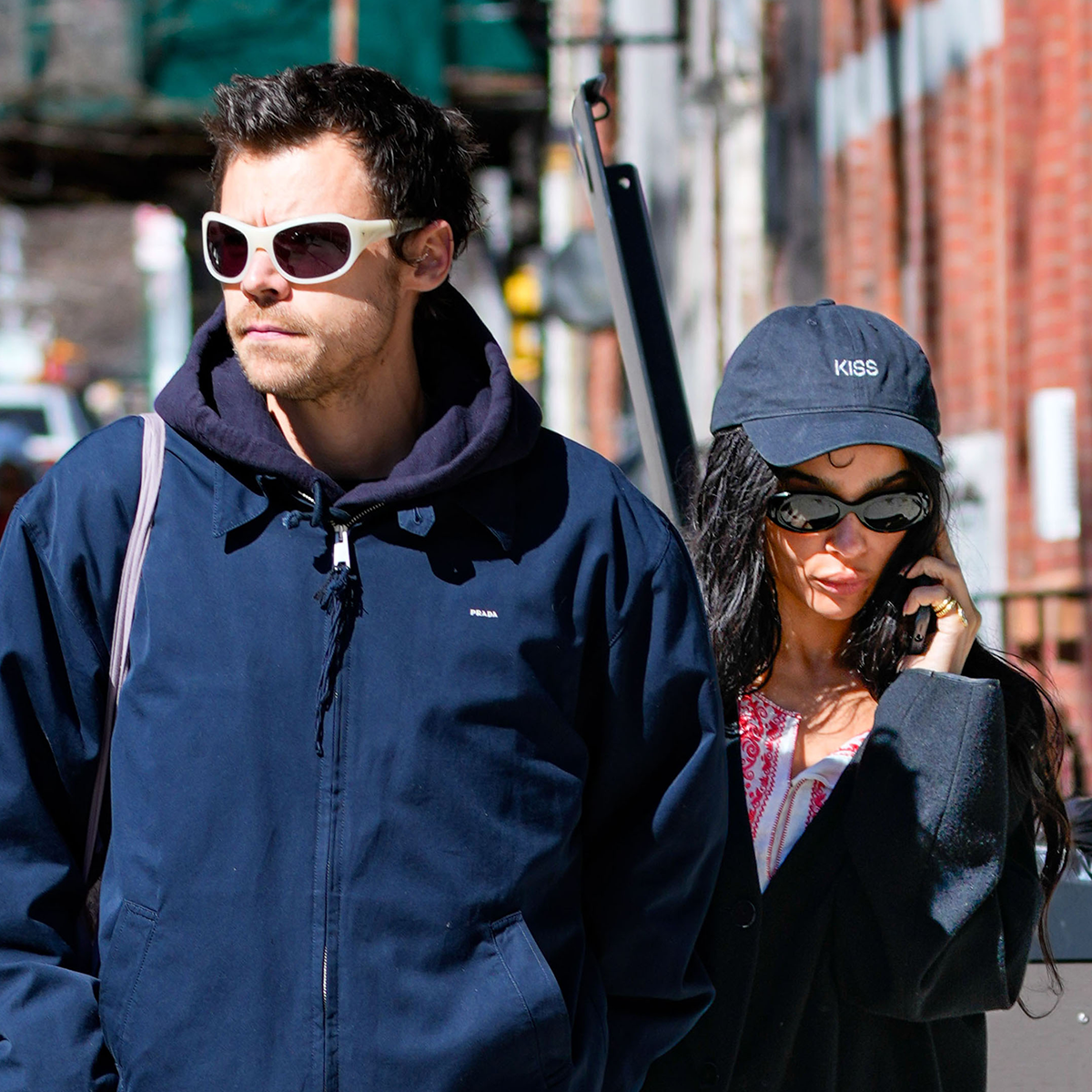 Harry Styles and Zoe Kravitz are seen on March 09, 2026 in New York City. 