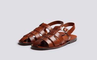 Brown leather fisherman sandals