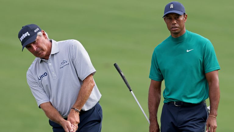 Fred Couples and Tiger Woods at the 2020 Masters