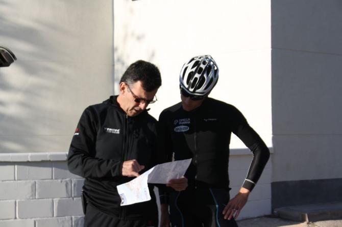 Kristof Vandewalle looks over the training ride map