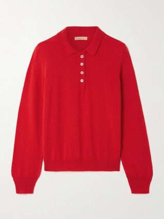 Aoife Cashmere and Cotton-Blend Polo Sweater