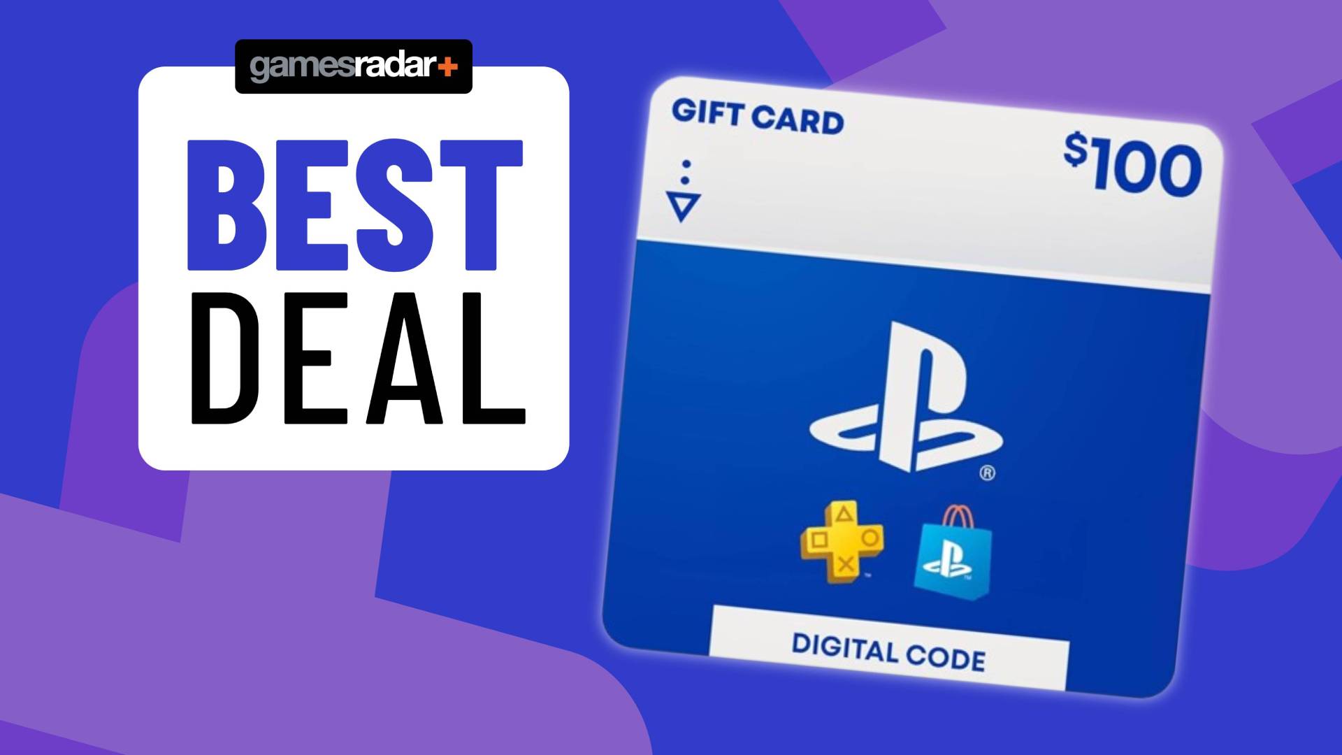 Image of a Sony $100 gift card sitting on a blue GamesRadar+ background.