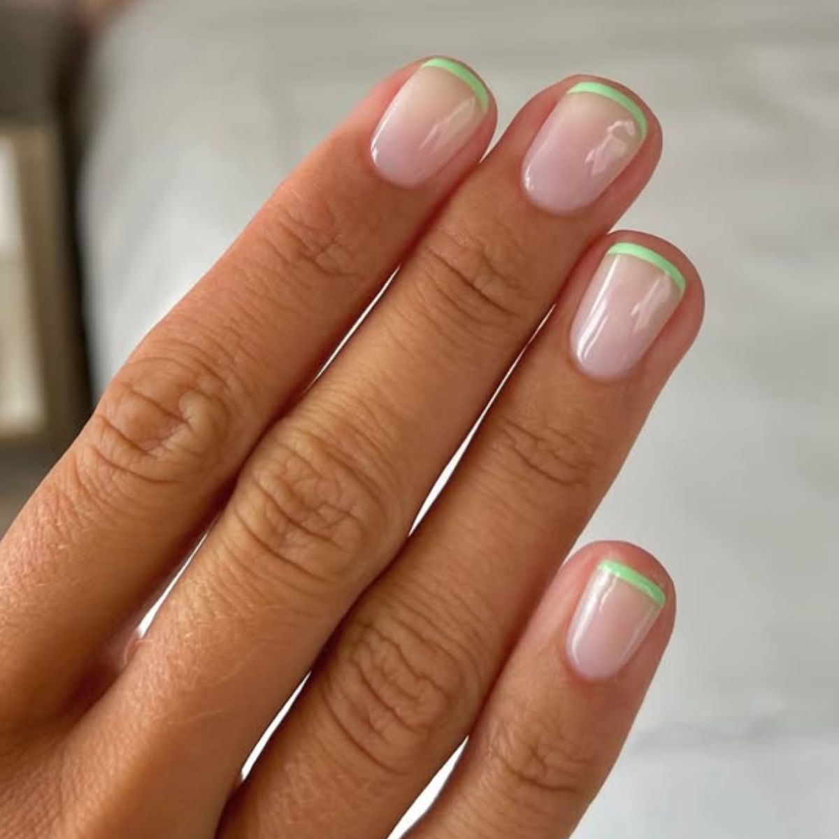 Matcha French-Tip Nails