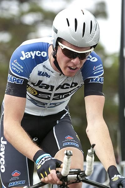 Rohan Dennis (Team Jayco Skins) crosses the line to win gold and is now just 6.99 seconds behind Pollock and the tour lead.