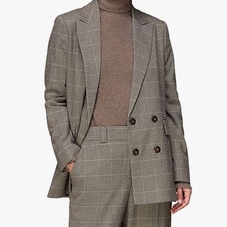 Whistles Elizabeth Check Double Breasted Blazer