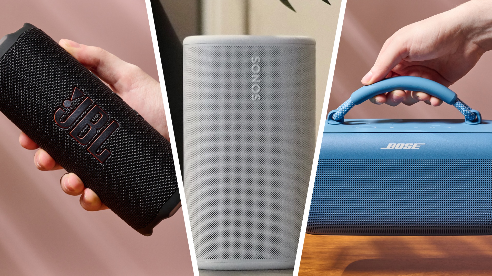 Three bluetooth speakers