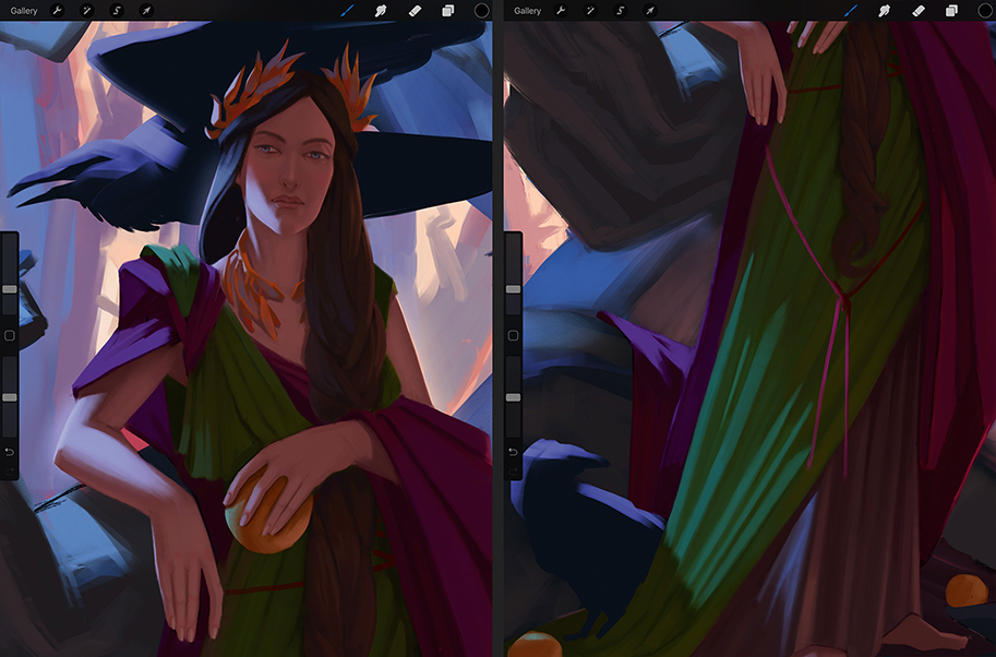 Procreate tutorial: dramatic female figure