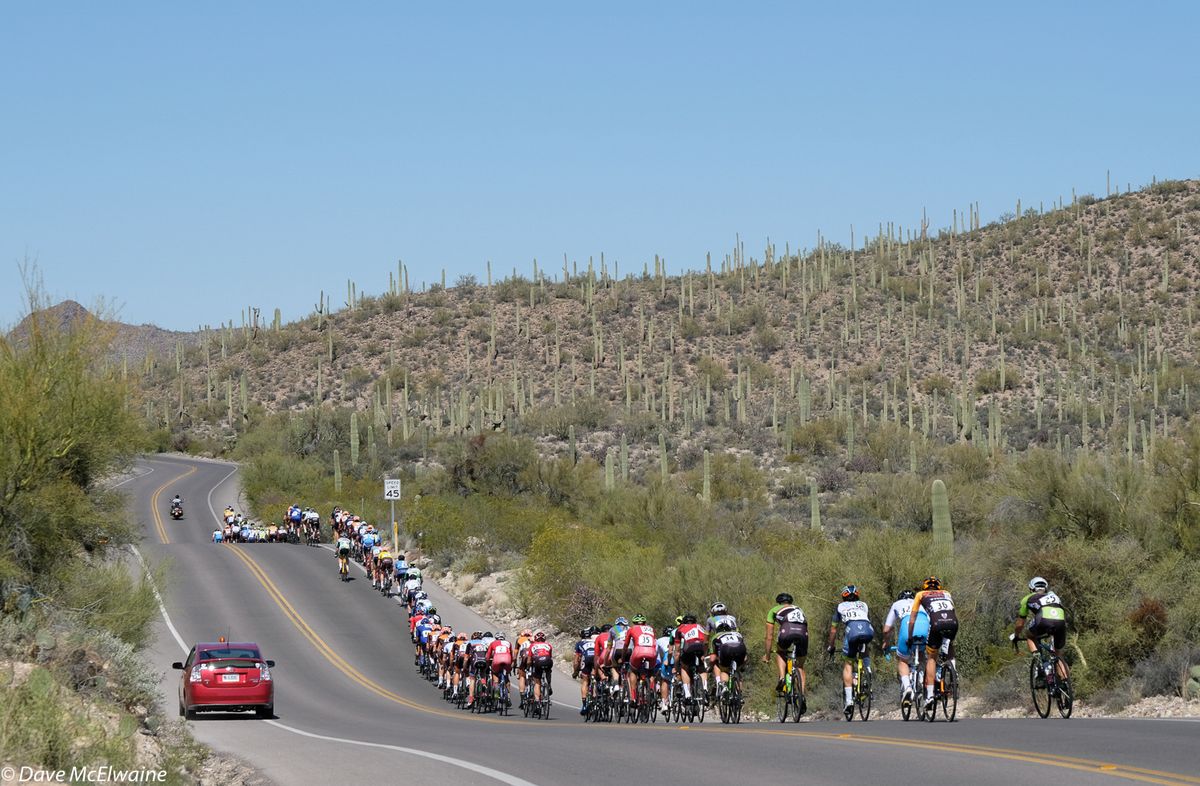 The pace was high as riders climbed Anklam Rd. during lap three