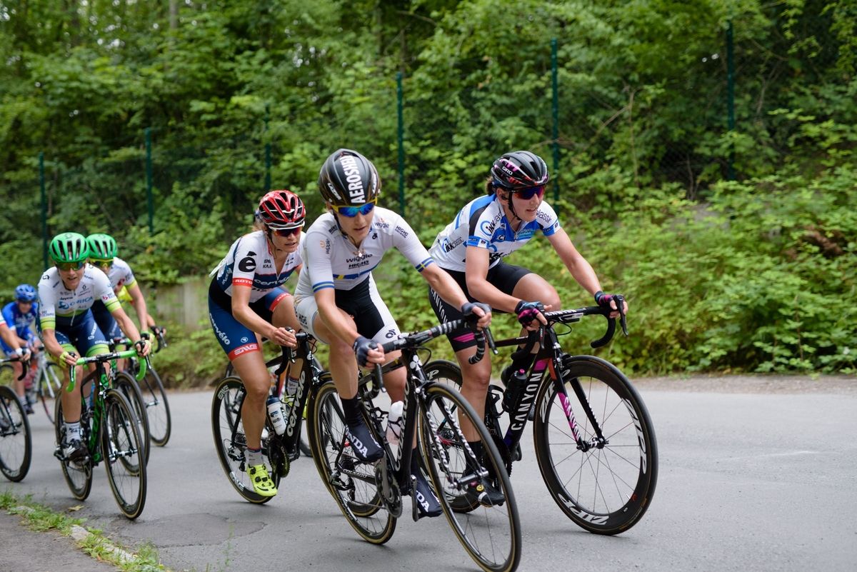 Emma Johansson (Wiggle High5) and Lisa Brennauer (CANYON//SRAM Racing) lead up the final climb at Thuringen Rundfarht 2016 - Stage 2