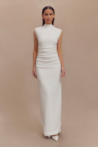 Elliot High Neck Sleeveless Maxi Dress - White Xxs