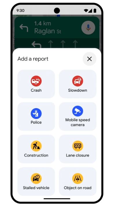 Google maps incident reporting