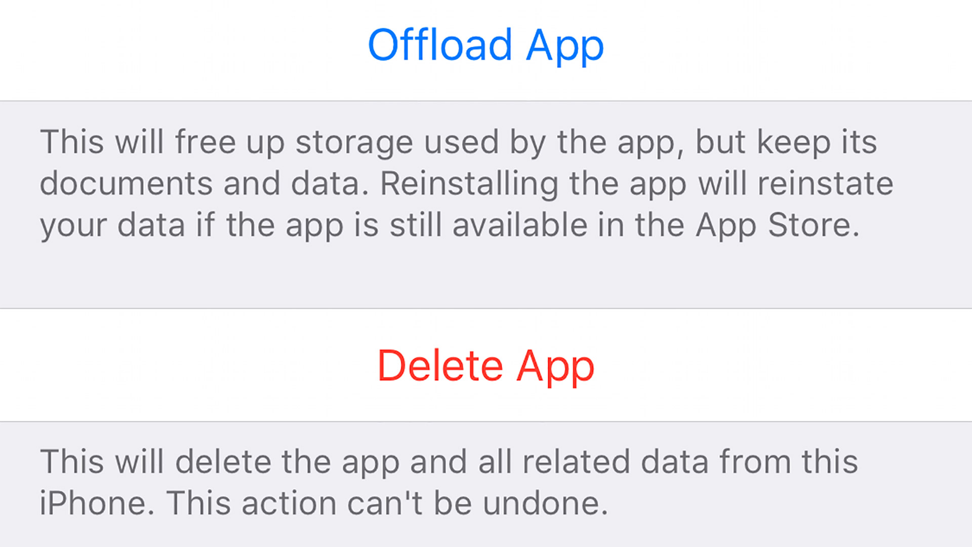 An option to delete an app on iPhone