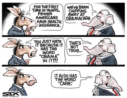 Political Cartoon U.S.&nbsp;Democrats Republicans Healthcare