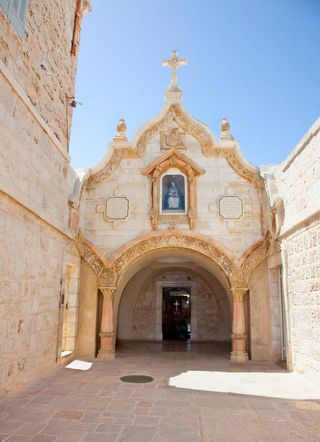 The Milk Grotto, an irregular cave hewn in the soft limestone, located southeast of the Basilica, where according to Christian traditions, Mother Mary nursed baby Jesus while hiding there from Herod’s soldiers before going to Egypt.