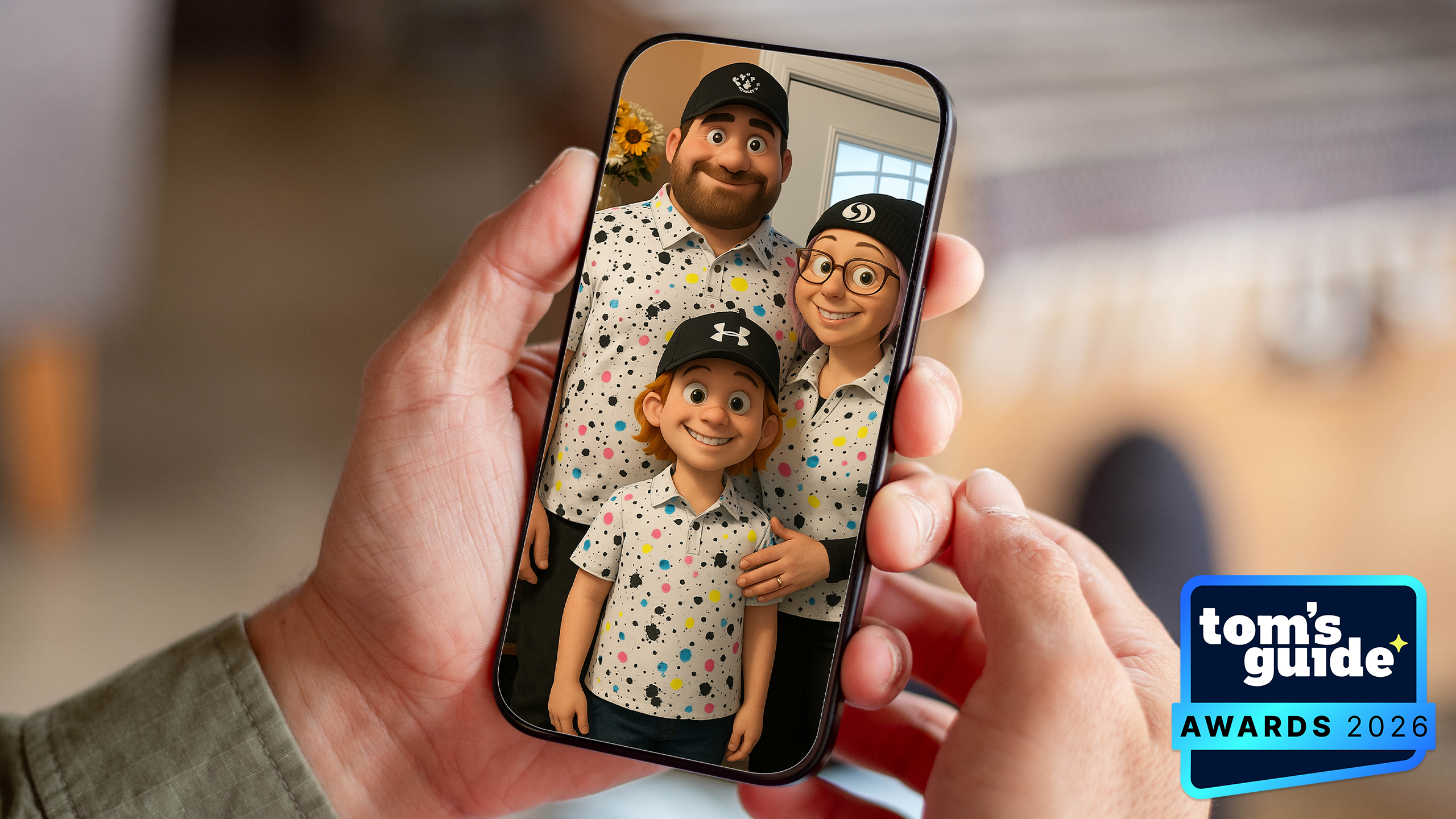 A phone with a pic made by ChatGPT Images on screen with a TG Awards 2026 badge