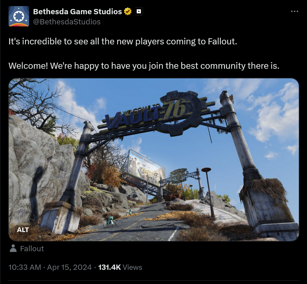 Hihetetlen látni, hogy minden új játékos érkezik a Fallouthoz.  Üdvözöljük!  Örülünk, hogy csatlakozhattok a valaha volt legjobb közösséghez.