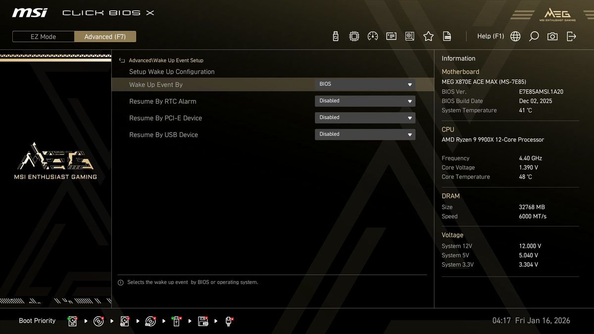MSI MEG X870E Ace Max - BIOS