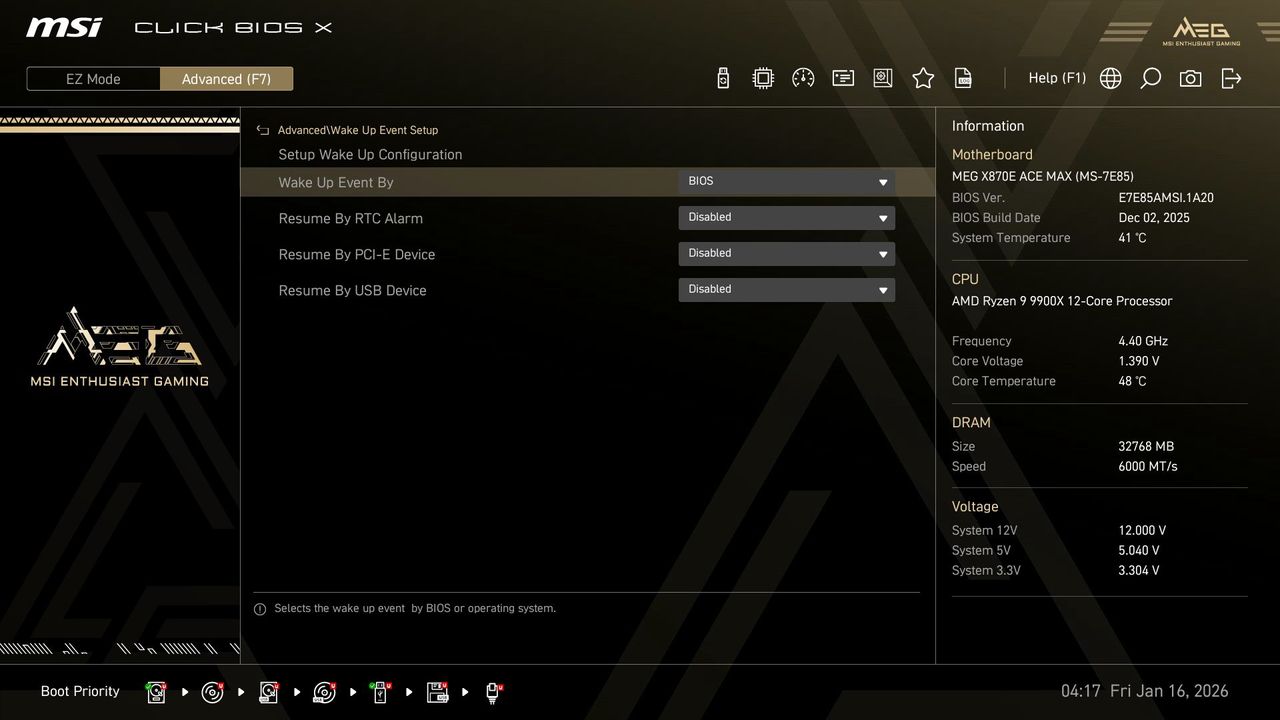 MSI MEG X870E Ace Max - BIOS