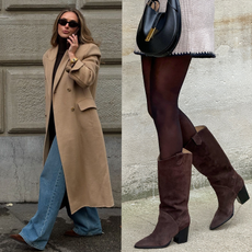 best suede boots shown in a collage 