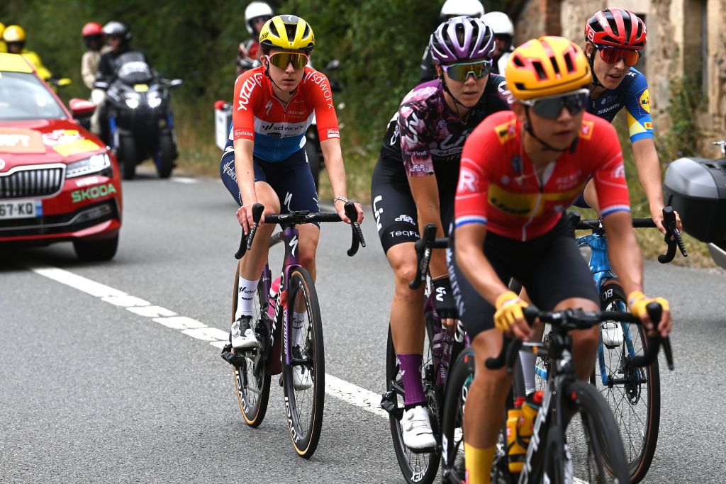 RODEZ FRANCE JULY 26 Christine Majerus of Luxembourg and Team SD Worx Protime competes in the breakaway during the 2nd Tour de France Femmes 2023 Stage 4 a 1771km stage from Cahors to Rodez 572m UCIWWT on July 26 2023 in Rodez France Photo by Tim de WaeleGetty Images