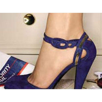 Purple designer heeled shoe