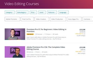 Online video editing courses: Screengrab showing descriptions of two Udemy courses