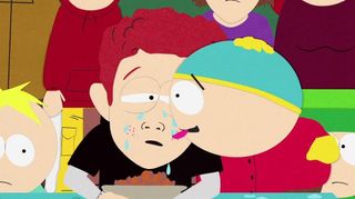 Cartman slikker en gutt i ansiktet