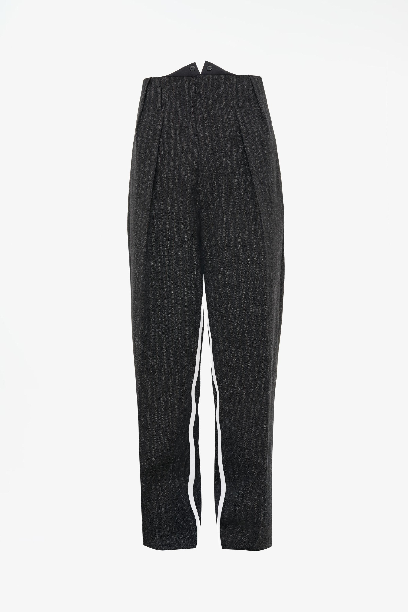 ZARA, Limited Edition 100% Wool Contrast Stripe Pants - Black - Xs