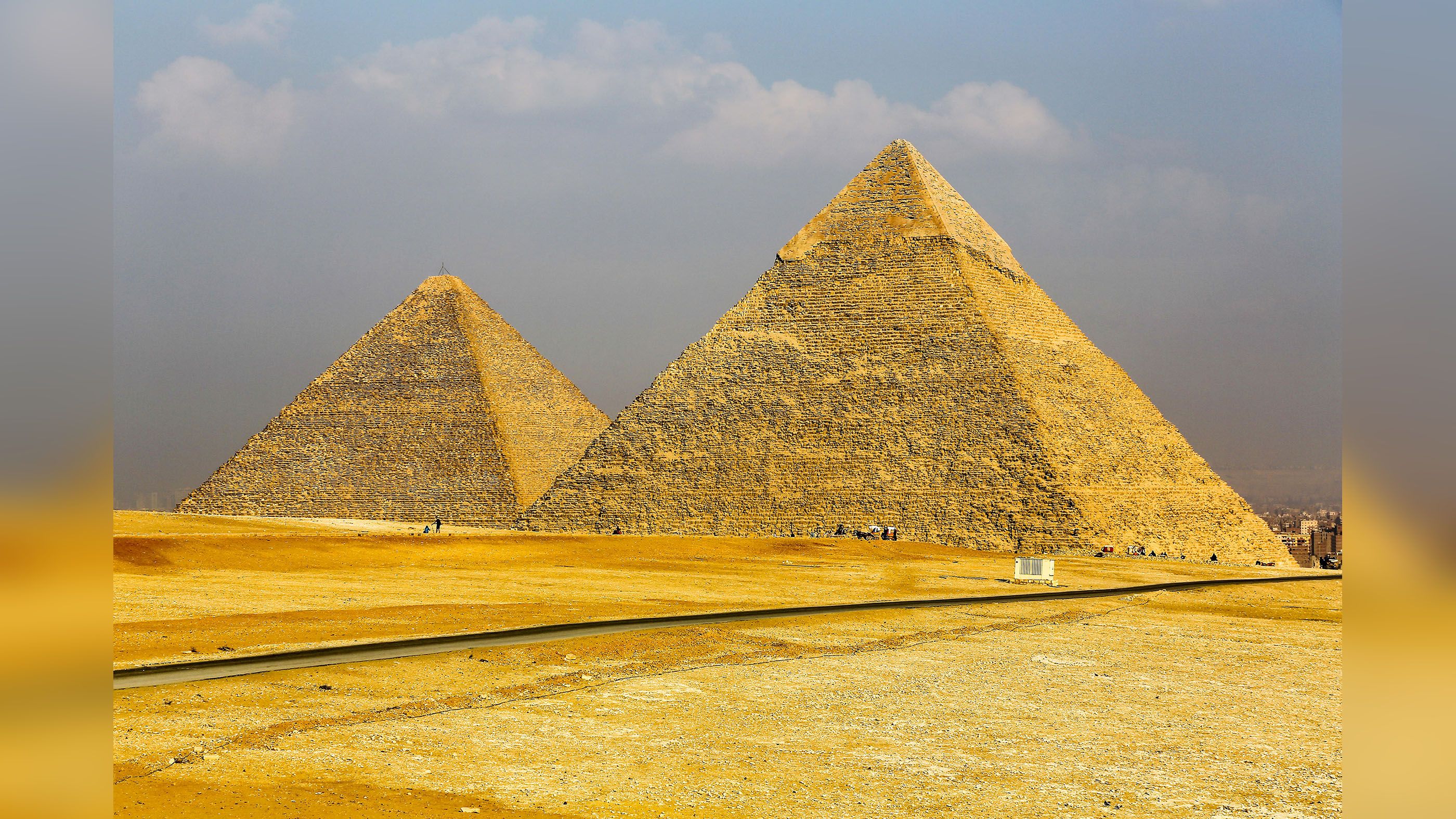 The Great Pyramid of Giza or the Pyramid of Khufu, with the Pyramid of Cheops behind.