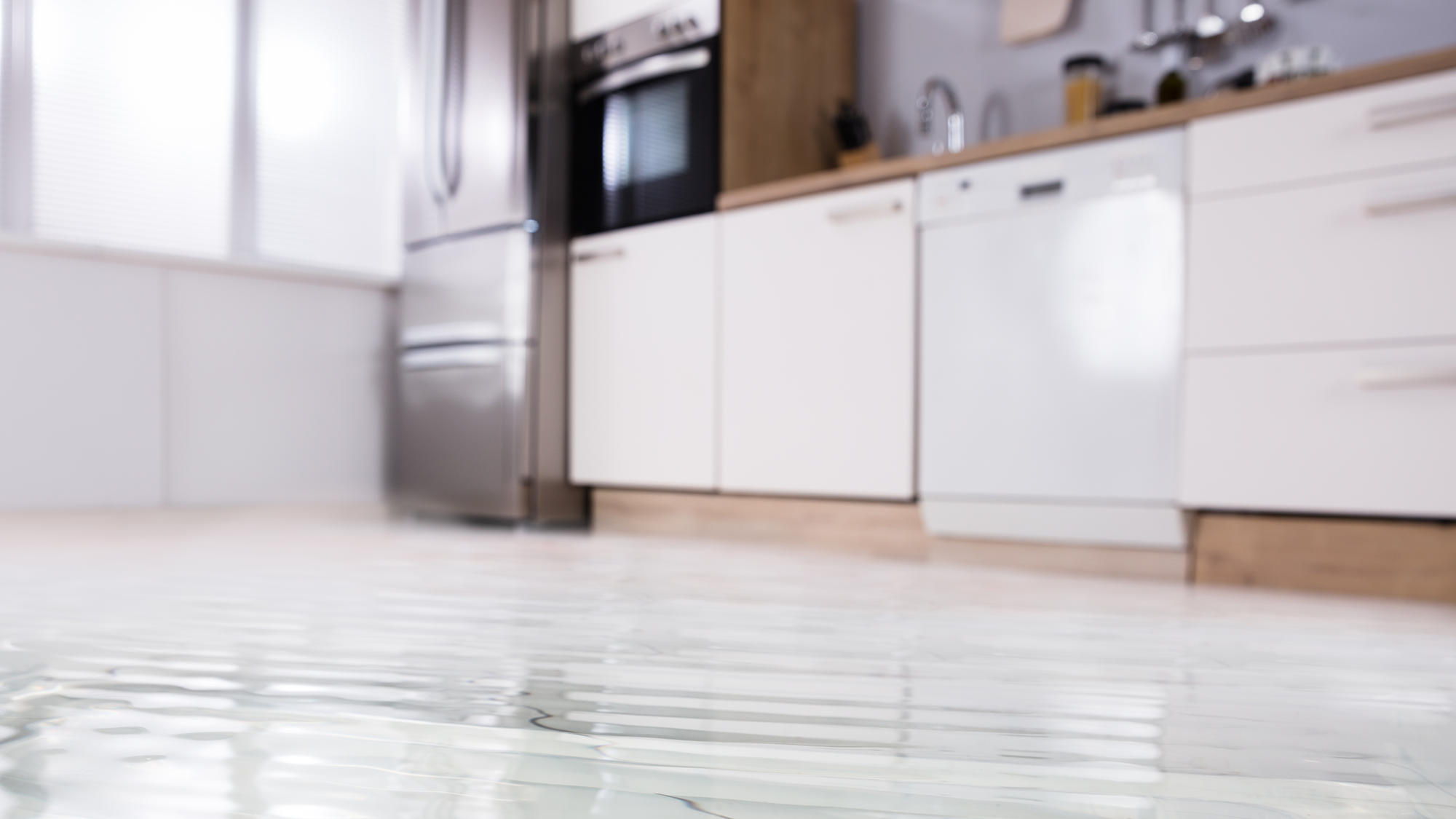 Water leak ion kitchen floor