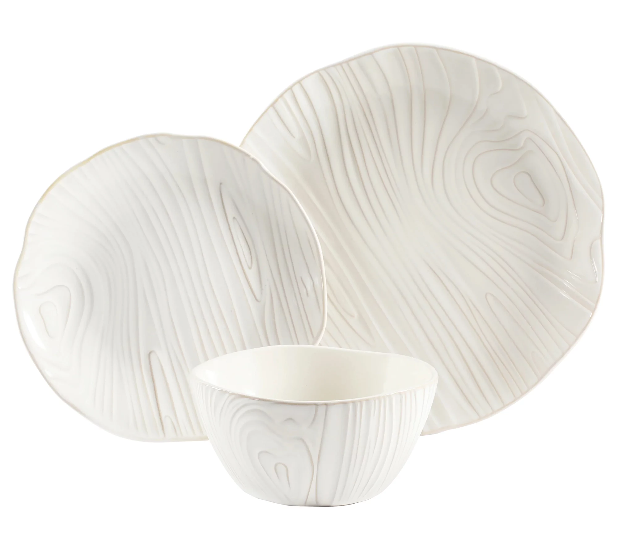 Martha Stewart Faux Bois 12 Piece Stoneware Dinnerware Set