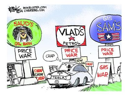 Editorial cartoon falling oil prices