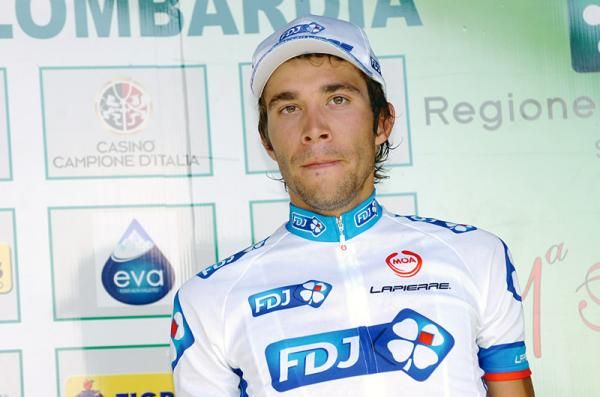Third place finisher Thibaut Pinot (FDJ) on the podium.