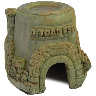 Bestnest Athens Toad House Statue, Verde Green Concrete Garden Shelter With Arched Entry, Decorative Mailbox, Chimney &amp;amp; Back Door, Outdoor Amphibian Habitat