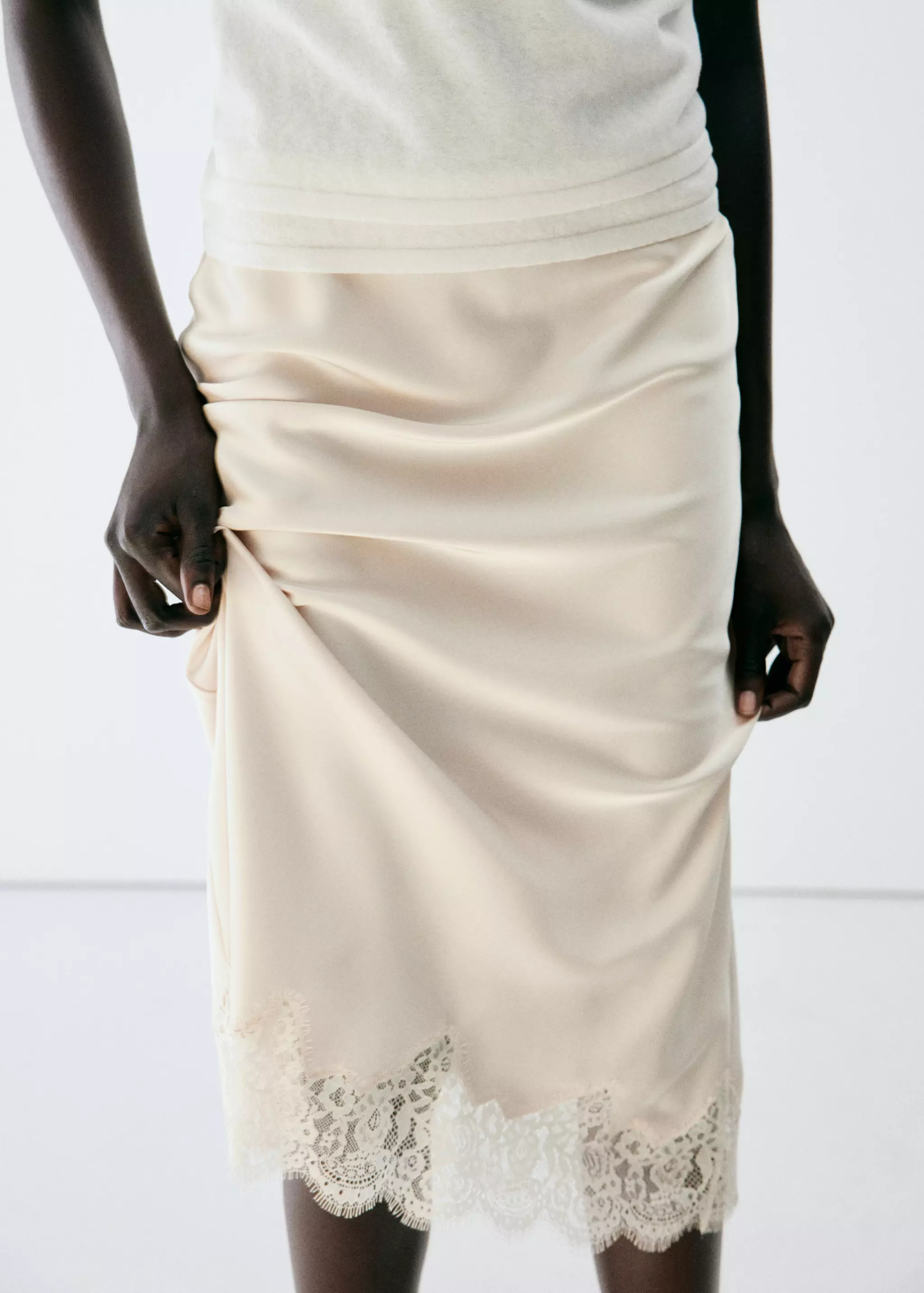 Satin Lace Skirt - Women | Mango United Kingdom