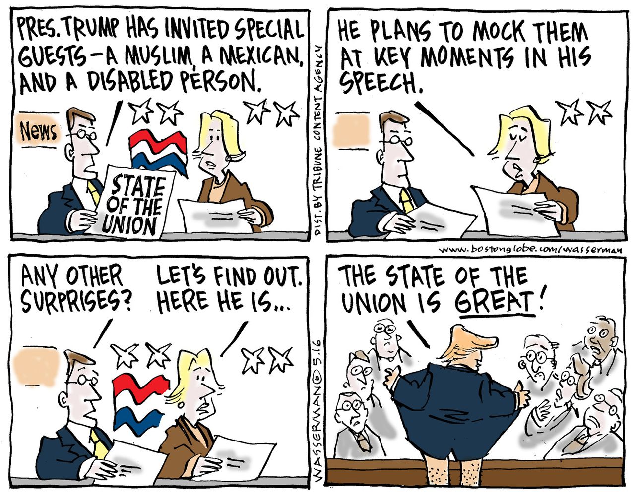 Political cartoon U.S. Trump State Of The Union