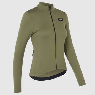 Women's thermal merino long sleeved jersey in olive green