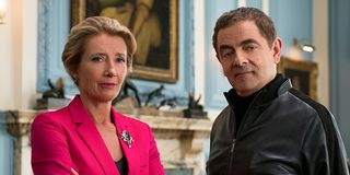 Rowan Atkinson's Johnny English and Emma Thompson's Prime Minister in Johnny English Strikes Again