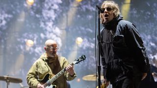 Paul Benjamin Arthurs, aka Bonehead, and Liam Gallagher perform on the Main Stage on the second day of TRNSMT Festival 2021 on September 11, 2021 in Glasgow, Scotland