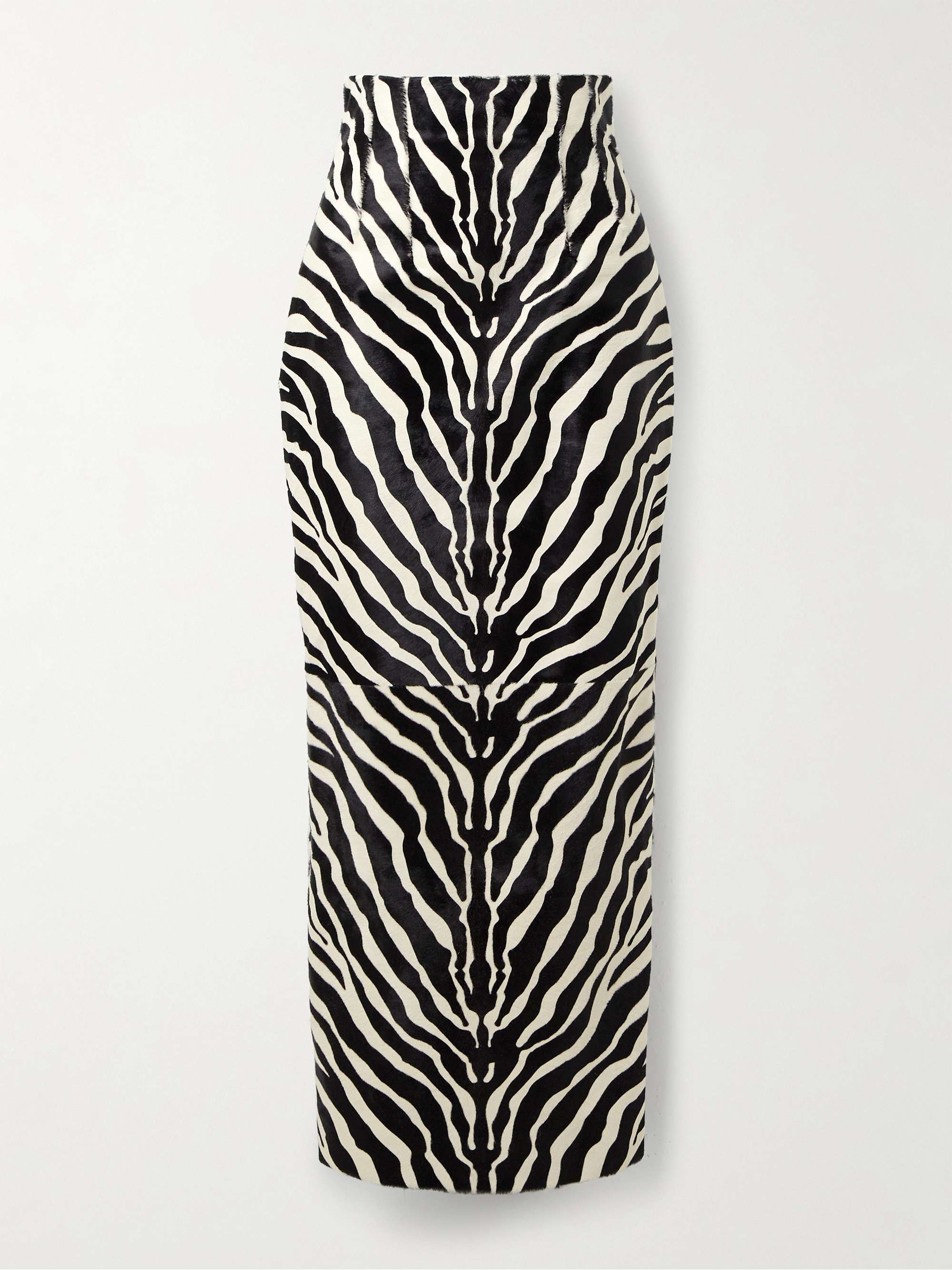 Loxley Zebra-Print Calf Hair Midi Skirt