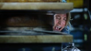 Janet (Daisy Haggard) has her hand crushed in an industrial press in Boat Story episode 1