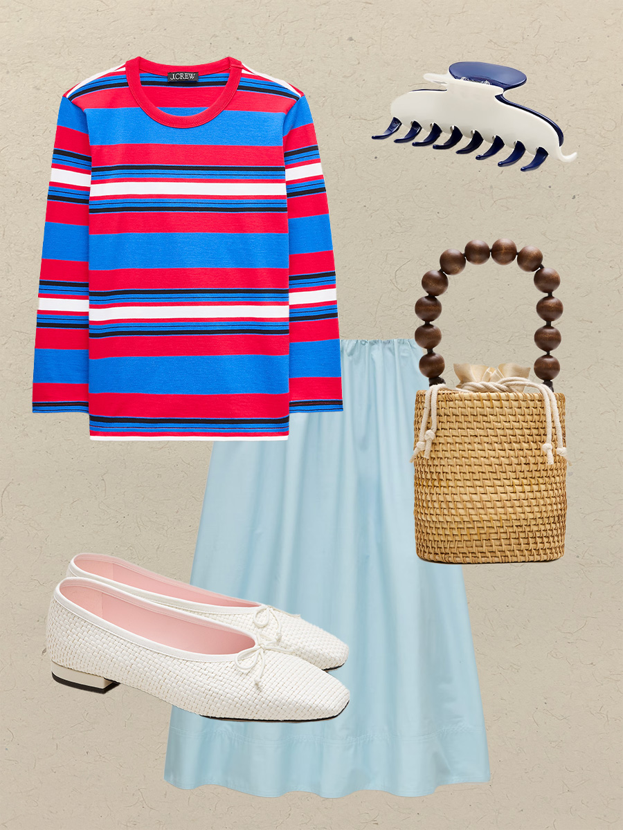 Collage of J.Crew summer clothing pieces.