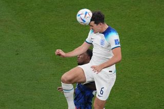 Harry Maguire (6) of England in action during the FIFA World Cup Qatar 2022 Group B match between England and USA at Al Bayt Stadium in Al Khor, Qatar on November 25, 2022