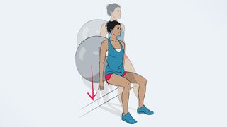 a photo of a woman doing a swiss ball squat