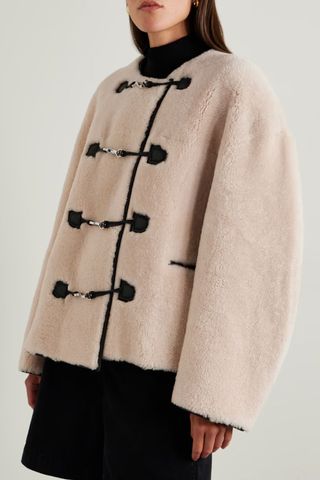 Toteme Leather-trimmed shearling jacket